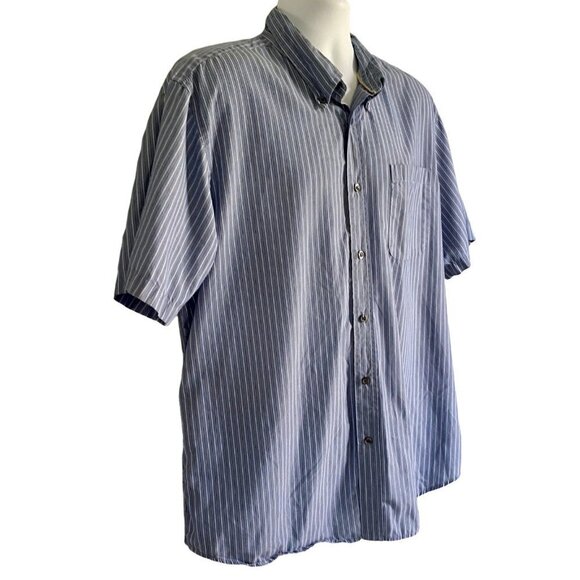 Basic Edition Casual Striped Short Sleeve Button Down Shirt XL - Picture 2 of 7